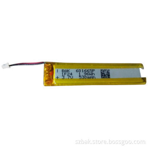 HBAK 601665P, Li-polymer Battery, 3.7V 530mAh, with PCM and Wire Leads